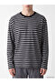 Özmarka New Season Anthracite Crew Neck Striped Men's Sweatshirt - 3