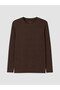 Vizyon New Season Brown Crew Neck Long Sleeve Men's T-Shirt - 5