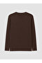 Vizyon New Season Brown Crew Neck Long Sleeve Men's T-Shirt - 6