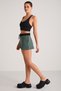 Doleres Women's Elastic Waist Lace-Up Organic Cotton Relaxed Black - Green Shorts & Bermuda - 4