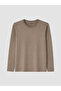 Vizyon New Season Brown Crew Neck Long Sleeve Combed Cotton Men's T-Shirt - 5