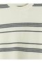 Ozmarka New Season White Crew Neck Striped Men's Knitwear Sweater - 5