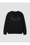Black Crew Neck Marseille Printed Men's Sweatshirt - 5