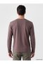 Vizyon New Season Plum Crew Neck Long Sleeve Combed Cotton Men's T-Shirt - 4