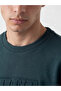 Ozmarka New Season Petrol Crew Neck Embossed Printed Men's Sweatshirt - 3