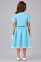 Girl's Polka Dot Button Detailed Short Sleeve Shirt with Elastic Waist and Polka Dot Blue Skirt Set - 4