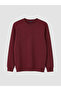 Özmarka New Season Burgundy Crew Neck Men's Thick Sweatshirt - 4