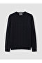 Ozmarka New Season Navy Blue Crew Neck Patterned Men's Knitwear Sweater - 4