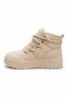Women's Beige Platform Boots Thick Soled Furry Lace-Up Winter Casual Boots 26-538 - 6