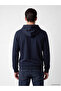 Navy Blue Hooded Men's Zippered Sweatshirt - 4