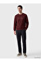 Özmarka New Season Burgundy Crew Neck Printed Men's Sweatshirt - 2