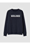 Ozmarka New Season Navy Blue Crew Neck Printed Men's Sweatshirt - 5
