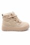 Women's Beige Platform Boots Thick Soled Furry Lace-Up Winter Casual Boots 26-538 - 5