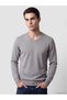 Özmarka New Season Gray V-Neck Men's Knitwear Sweater