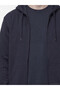 Ozmarka New Season Navy Blue Regular Fit Hooded Men's Zippered Sweatshirt - 3