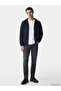 Navy Blue Hooded Men's Zippered Sweatshirt - 3