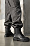 Hs-4069 Women's Black Lace-Up Fur Detailed Thick-Soled Winter Boots
