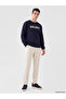 Ozmarka New Season Navy Blue Crew Neck Printed Men's Sweatshirt - 2