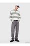 Ozmarka New Season Green Polo Collar Striped Men's Knitwear Sweater - 2