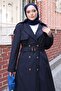 Classic collar long trench coat navy blue 2029 - 2
