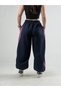 Adjustable Leg Pink Striped Navy Blue Women's Baggy Trousers Coc3323 - 4
