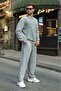 Gray Washed Crew Neck Regular Fit Men's Sweat Tracksuit Set E7369 - 5