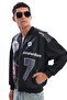 Men's Oversize Printed Zippered Coat Racer Design Biker Jacket - 7