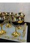 6 Pieces Titanium Gold Plated Small Size Coffee Bowl with Metal Stands, Turkish Delight Bowl, Presentation Bowl - 5