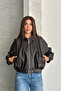 Women's Lined Oversize Leather Jacket Coat Oversize Relax Fit, Zippered Belt Detailed Casual Women's Jacket - 2