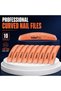Sunshine Professional Curved Nail Files buffer120/180 Grit, Thick Cushioned Dual-Sided Washable and Disinfectable Nail Files for Natural, Acrylic and Gel Nails, Turquoise Blue, Pack of 10 - 2