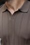 Light Brown Polo Collar Patterned over Fit Men's Knitwear Sweater E7517 - 3