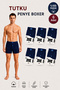 Men's Combed Cotton Boxer 6 Pieces 100% Cotton (Tutku Authorized Seller) Towel Waist Buttoned Cotton Comfortable Fit Breathable Fabric - Navy Blue