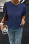 Women's 100% Cotton Single Jersey Crew Neck T-Shirt with Back Detail - 2