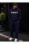 Men's Perfect Printed Tracksuit Set / Hooded Sweatshirt with Kangaroo Pocket and Straight-Leg Bottoms