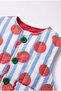 Children's Tomato Patterned Blue Striped Quilted Vest - 3