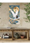 Rectangular Turquoise Background with Crane Pattern, Glass, Wall Sticker, 40X70Cm - 3