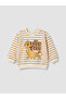 Beige Lion King Printed Striped Baby Boy Set - 4