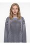 Women's Striped Oversize Long Sleeve T-Shirt Brown Light Blue - 5