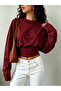 Women's Long Sleeve Oversize Crew Neck Crop T-Shirt - 2