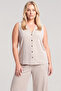Plus Size Summer Pajama Set with Vest - Beige - 4