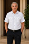 Men's Short Sleeve Shirt 100% Cotton Linen Look Double Pocket Classic Cut Shirt
