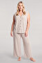 Plus Size Summer Pajama Set with Vest - Beige