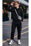 Men's 3-Strap Winter Tracksuit Set with Kangaroo Pockets (Soft Puff Fabric) - 4