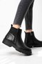 Women's Black Chelsea Boots with Zipper, Elastic Thick Sole, Daily Winter Boots
