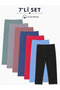 Girl's Leggings. Set of 7 Long Seasonal Lycra Cotton Fabrics for Ages 3-12