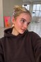 Unisex Oversize Basic Hoodie Sweatshirt Brown – Hooded, Kangaroo Pocket, 3-Strand Ribbed Fleece - 3