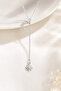 Women's Silver Color Moon and Star Pendant with Stone Dangle Design - 4