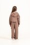 Drawstring Detailed Crop Sweatshirt and Cargo Pants Girls' 3-Piece Set - Brown - 2