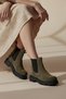 Genuine Suede Leather Khaki Green Color Elastic Chelsea Women's Boots - 6