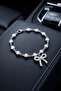 Women's Silver Color Stone Bracelet with Bow Figure, Elegant Design
